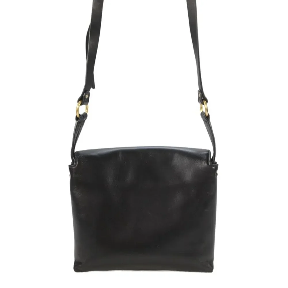 Tory Burch Womens Leather Miller Flap Crossbody Handbag Black